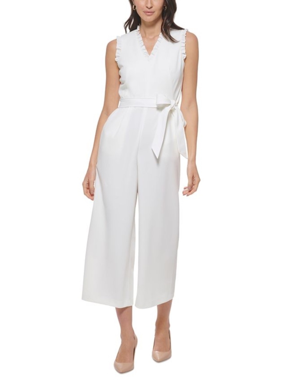 NWT Calvin Klein Women's Stretch Crop Wide Leg Jumpsuit